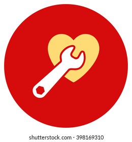 Heart Surgery vector icon. Image style is a flat light icon symbol on a round red button