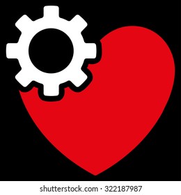 Heart Surgery vector icon. Style is bicolor flat symbol, red and white colors, rounded angles, black background.