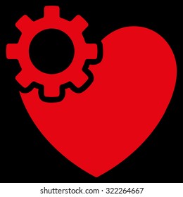 Heart Surgery vector icon. Style is flat symbol, red color, rounded angles, black background.