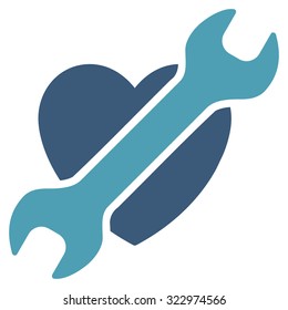 Heart Surgery vector icon. Style is bicolor flat symbol, cyan and blue colors, rounded angles, white background.