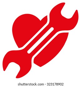 Heart Surgery vector icon. Style is flat symbol, red color, rounded angles, white background.