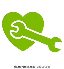 Heart Surgery vector icon. Style is flat symbol, eco green color, rounded angles, white background.