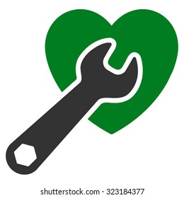 Heart Surgery vector icon. Style is bicolor flat symbol, green and gray colors, rounded angles, white background.
