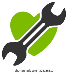 Heart Surgery vector icon. Style is bicolor flat symbol, eco green and gray colors, rounded angles, white background.