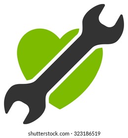 Heart Surgery vector icon. Style is bicolor flat symbol, eco green and gray colors, rounded angles, white background.