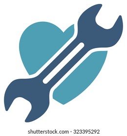 Heart Surgery vector icon. Style is bicolor flat symbol, cyan and blue colors, rounded angles, white background.