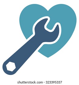 Heart Surgery vector icon. Style is bicolor flat symbol, cyan and blue colors, rounded angles, white background.