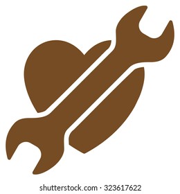 Heart Surgery vector icon. Style is flat symbol, brown color, rounded angles, white background.
