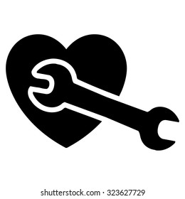 Heart Surgery vector icon. Style is flat symbol, black color, rounded angles, white background.