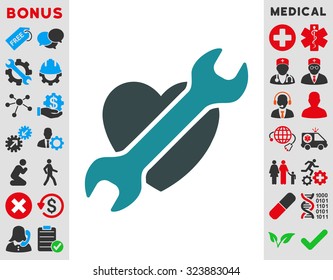 Heart Surgery vector icon. Style is bicolor flat symbol, soft blue colors, rounded angles, white background.