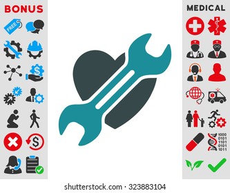 Heart Surgery vector icon. Style is bicolor flat symbol, soft blue colors, rounded angles, white background.