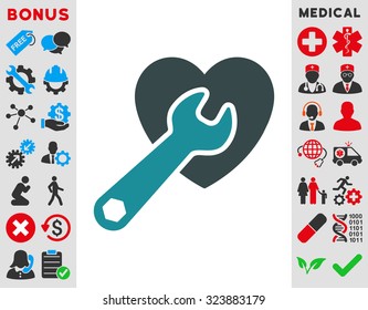 Heart Surgery vector icon. Style is bicolor flat symbol, soft blue colors, rounded angles, white background.