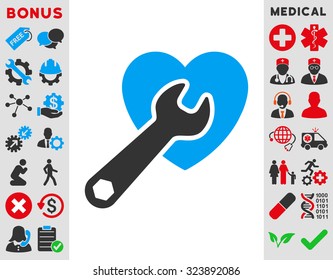 Heart Surgery vector icon. Style is bicolor flat symbol, blue and gray colors, rounded angles, white background.