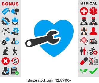 Heart Surgery vector icon. Style is bicolor flat symbol, blue and gray colors, rounded angles, white background.