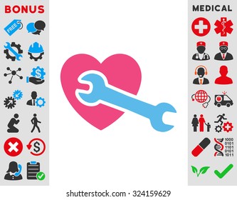 Heart Surgery vector icon. Style is bicolor flat symbol, pink and blue colors, rounded angles, white background.