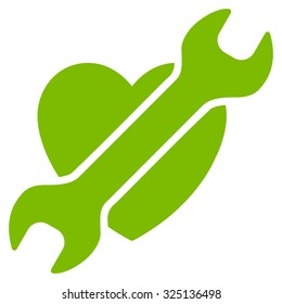 Heart Surgery vector icon. Style is flat symbol, eco green color, rounded angles, white background.