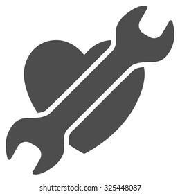 Heart Surgery vector icon. Style is flat symbol, gray color, rounded angles, white background.