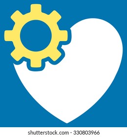 Heart Surgery vector icon. Style is bicolor flat symbol, yellow and white colors, rounded angles, blue background.
