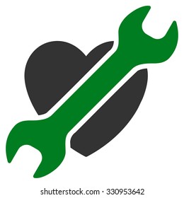 Heart Surgery vector icon. Style is bicolor flat symbol, green and gray colors, rounded angles, white background.