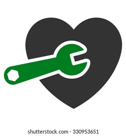 Heart Surgery vector icon. Style is bicolor flat symbol, green and gray colors, rounded angles, white background.