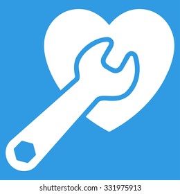 Heart Surgery vector icon. Style is flat symbol, white color, rounded angles, blue background.