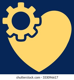 Heart Surgery vector icon. Style is flat symbol, yellow color, rounded angles, blue background.