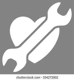 Heart Surgery vector icon. Style is flat symbol, white color, rounded angles, gray background.