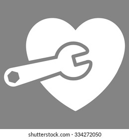 Heart Surgery vector icon. Style is flat symbol, white color, rounded angles, gray background.