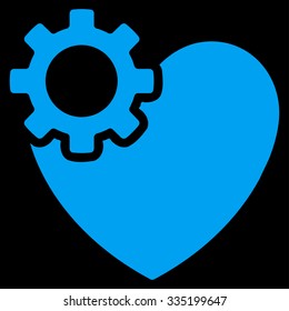 Heart Surgery vector icon. Style is flat symbol, blue color, rounded angles, black background.