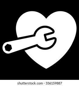 Heart Surgery vector icon. Style is flat symbol, white color, rounded angles, black background.