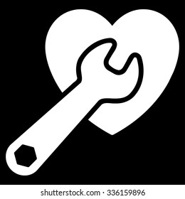 Heart Surgery vector icon. Style is flat symbol, white color, rounded angles, black background.