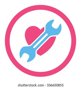 Heart Surgery vector icon. Style is bicolor flat rounded symbol, pink and blue colors, rounded angles, white background.