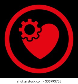 Heart Surgery vector icon. Style is flat rounded symbol, red color, rounded angles, black background.
