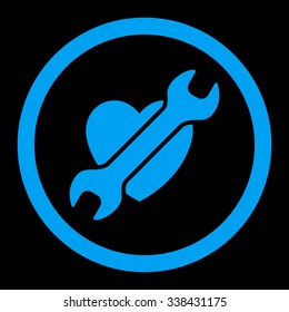Heart Surgery vector icon. Style is flat rounded symbol, blue color, rounded angles, black background.