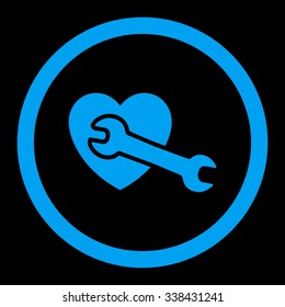 Heart Surgery vector icon. Style is flat rounded symbol, blue color, rounded angles, black background.