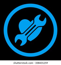 Heart Surgery vector icon. Style is flat rounded symbol, blue color, rounded angles, black background.