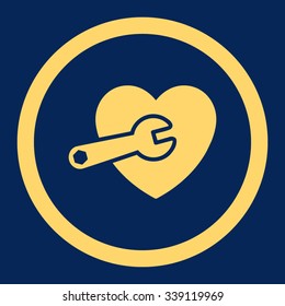 Heart Surgery vector icon. Style is flat rounded symbol, yellow color, rounded angles, blue background.