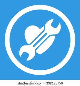 Heart Surgery vector icon. Style is flat rounded symbol, white color, rounded angles, blue background.