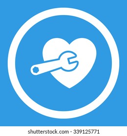 Heart Surgery vector icon. Style is flat rounded symbol, white color, rounded angles, blue background.