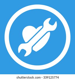 Heart Surgery vector icon. Style is flat rounded symbol, white color, rounded angles, blue background.