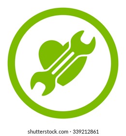 Heart Surgery vector icon. Style is flat rounded symbol, eco green color, rounded angles, white background.