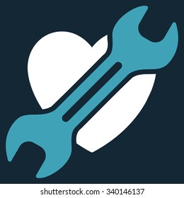 Heart Surgery vector icon. Style is bicolor flat symbol, blue and white colors, rounded angles, dark blue background.