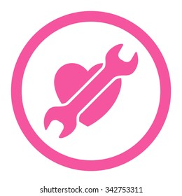 Heart Surgery vector icon. Style is flat rounded symbol, pink color, rounded angles, white background.