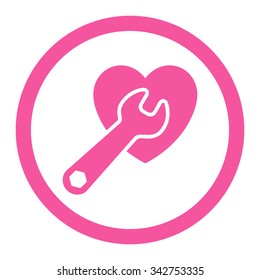 Heart Surgery vector icon. Style is flat rounded symbol, pink color, rounded angles, white background.