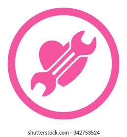 Heart Surgery vector icon. Style is flat rounded symbol, pink color, rounded angles, white background.