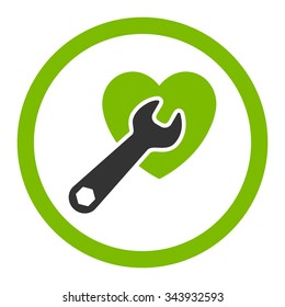 Heart Surgery vector icon. Style is bicolor flat rounded symbol, eco green and gray colors, rounded angles, white background.