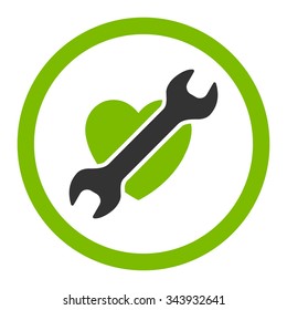 Heart Surgery vector icon. Style is bicolor flat rounded symbol, eco green and gray colors, rounded angles, white background.