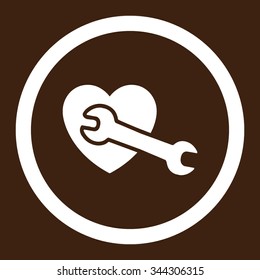 Heart Surgery vector icon. Style is flat rounded symbol, white color, rounded angles, brown background.