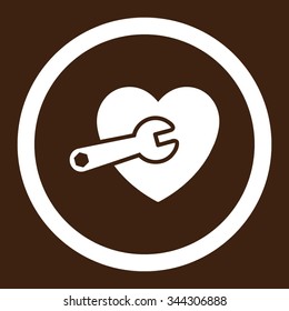 Heart Surgery vector icon. Style is flat rounded symbol, white color, rounded angles, brown background.