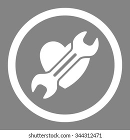 Heart Surgery vector icon. Style is flat rounded symbol, white color, rounded angles, gray background.